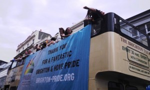Pride bus passing